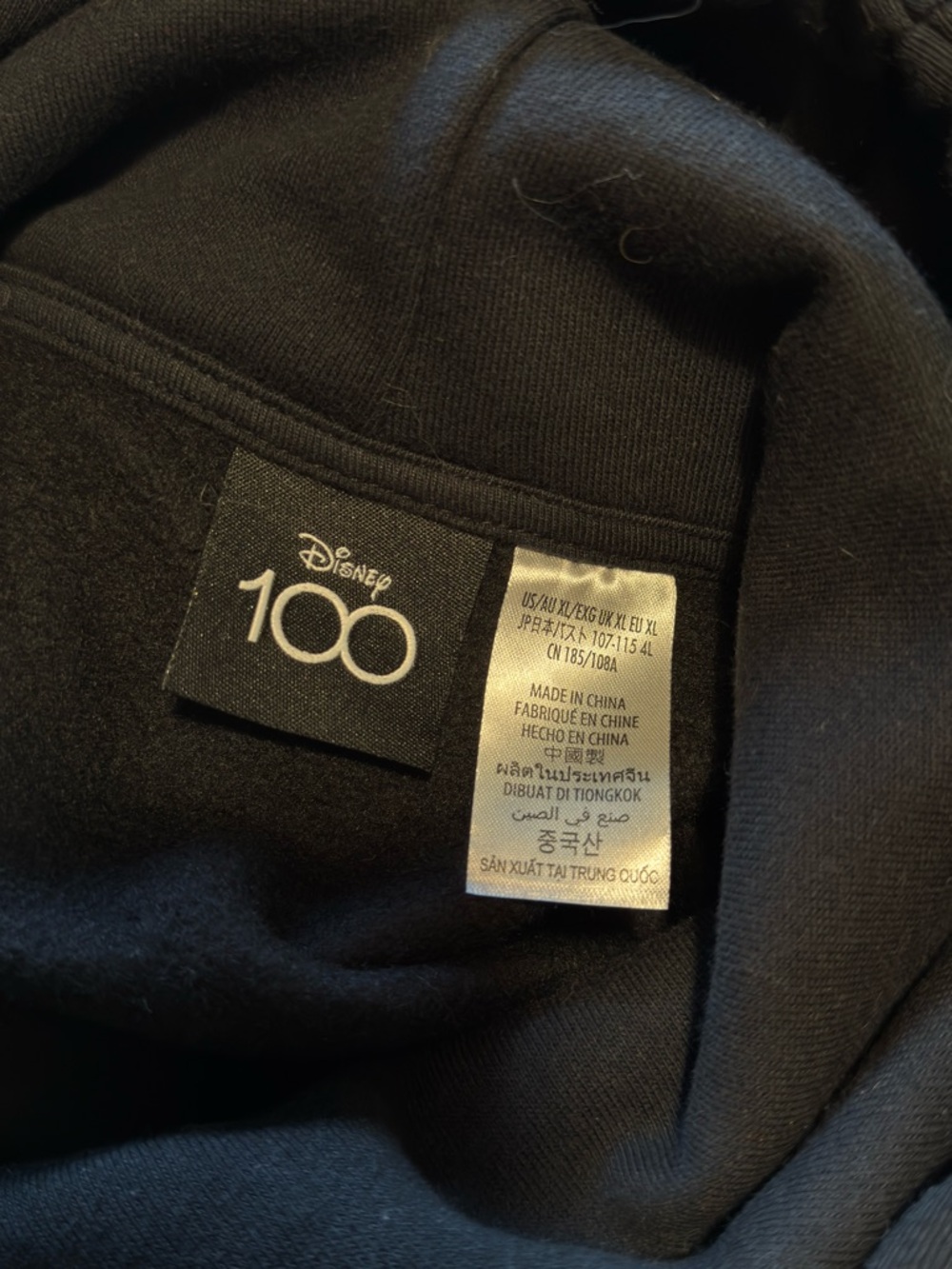 Disney | 100 Hoodie Black Embroidered Character Sweatshirt XL Oversized Cozy - Picture 5 of 6